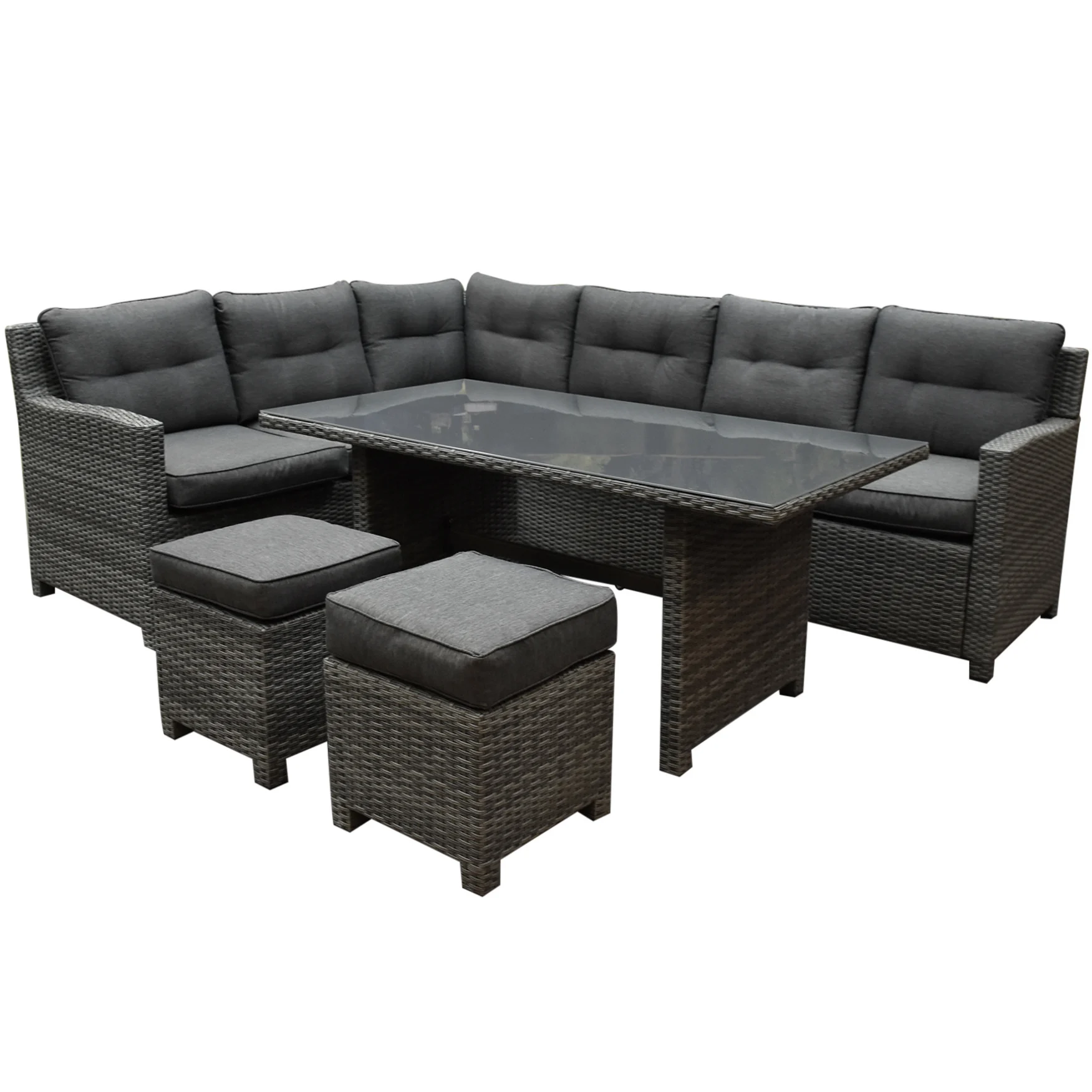 AVH-Collectie Showroommodel Valencia dining hoek loungeset 5-delig links antraciet wicker
