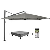 Platinum Icon premium zweefparasol 350x350 cm manhattan met 150 KG voet en hoes