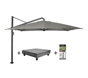 Platinum Icon premium zweefparasol 350x350 cm manhattan met 150 KG voet en hoes