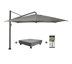 Platinum Icon premium zweefparasol 400x300 cm manhattan met 150 KG voet en hoes