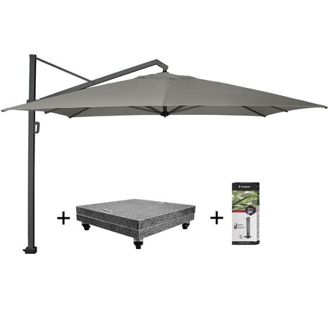 Platinum Icon premium zweefparasol 400x300 cm manhattan met 150 KG voet en hoes