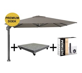 Platinum Beaufort premium zweefparasol 320x320 cm Havana met parasolvoet 120kg en hoes Platinum Beaufort premium zweefparasol 320x320 cm Havana met parasolvoet 120kg en hoes