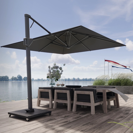 Platinum Beaufort premium zweefparasol 320x320 cm Havana met parasolvoet 120kg en hoes
