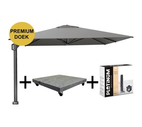 Platinum Beaufort premium zweefparasol 320x320 cm Manhattan met parasolvoet 120kg en hoes Platinum Beaufort premium zweefparasol 320x320 cm Manhattan met parasolvoet 120kg en hoes