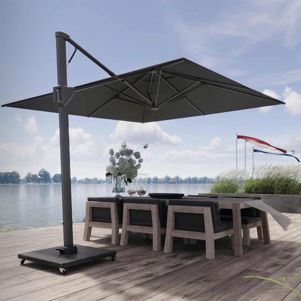 Platinum Beaufort premium zweefparasol 320x320 cm Manhattan met parasolvoet 120kg en hoes