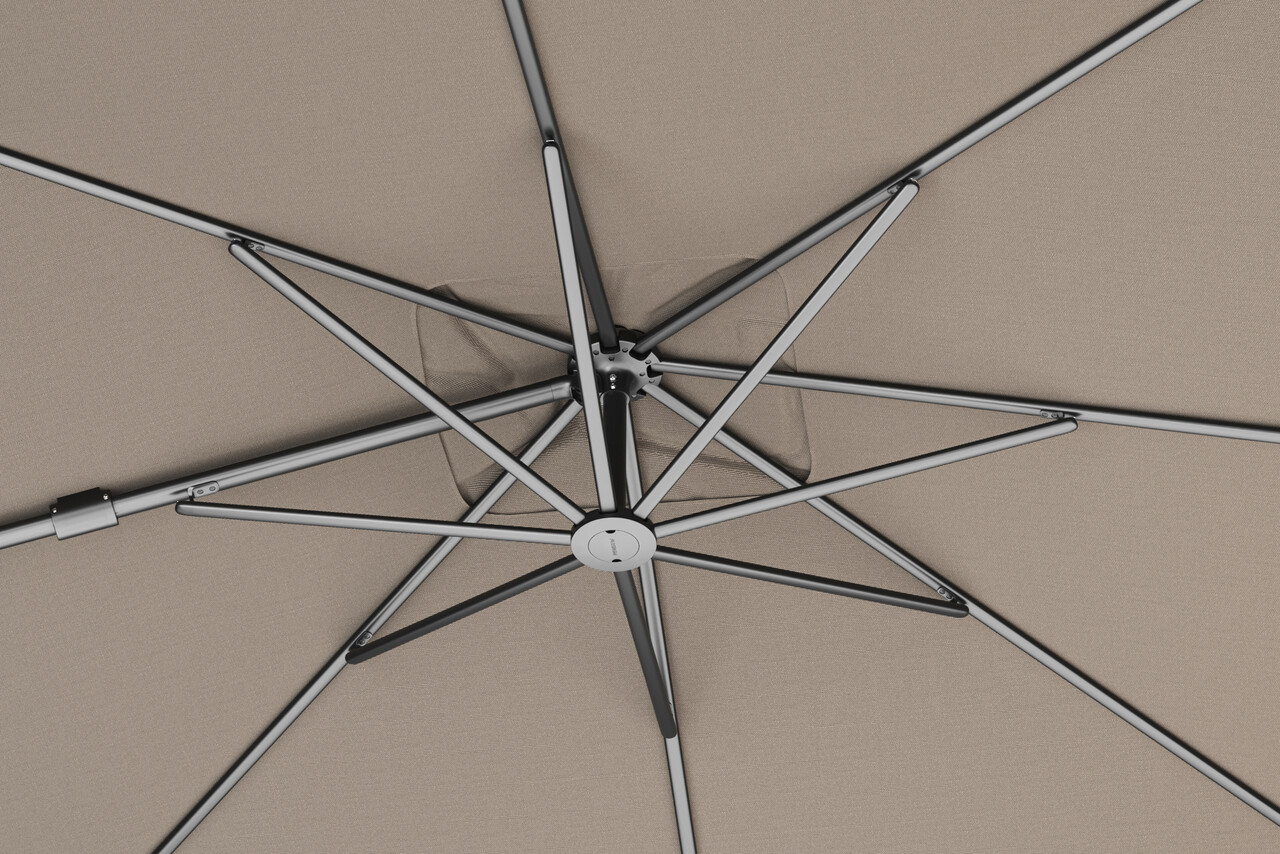 Platinum Nexus T2 premium zweefparasol 300x300 cm Havana met parasolvoet 90kg en hoes