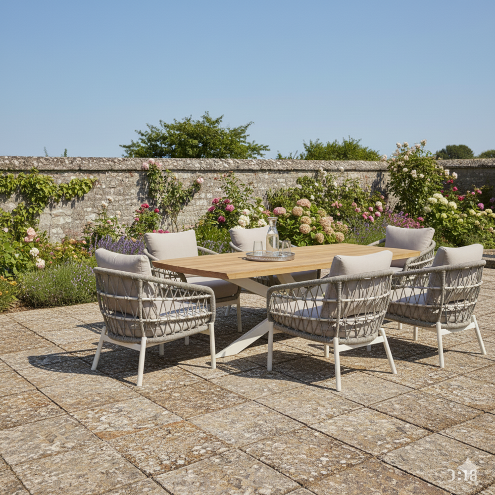 AVH-Collectie Arezzo Lido low dining tuinset 240x110xH69 cm 7 delig sand AVH-Collectie Arezzo Lido low dining tuinset 240x110xH69 cm 7 delig sand