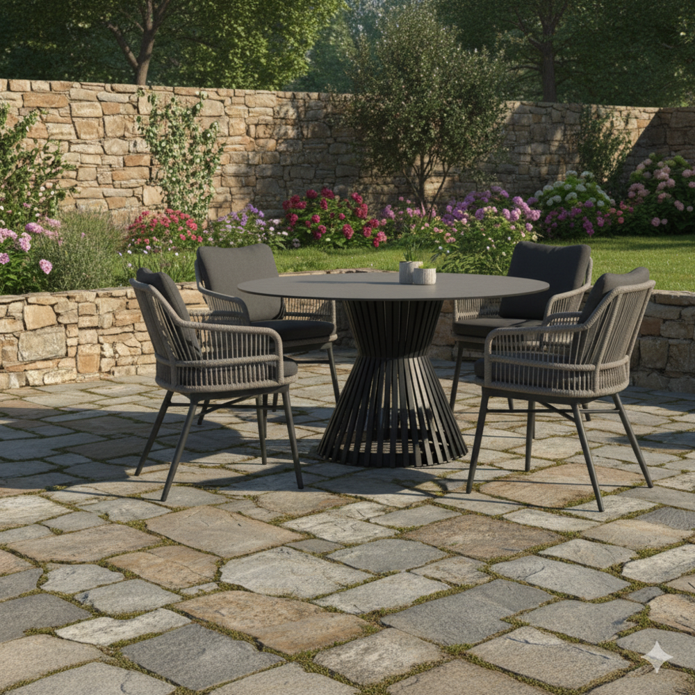 AVH-Collectie Catania Pasadena dining tuinset 140xH75 cm rond 6 delig AVH-Collectie Catania Pasadena dining tuinset 140xH75 cm rond 6 delig