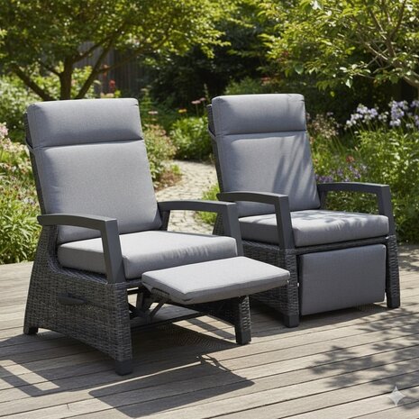 AVH-Collectie Dallas lounge balkonset 2 delig verstelbare rugleuning en voetenbank antraciet AVH-Collectie Dallas lounge balkonset 2 delig verstelbare rugleuning en voetenbank antraciet