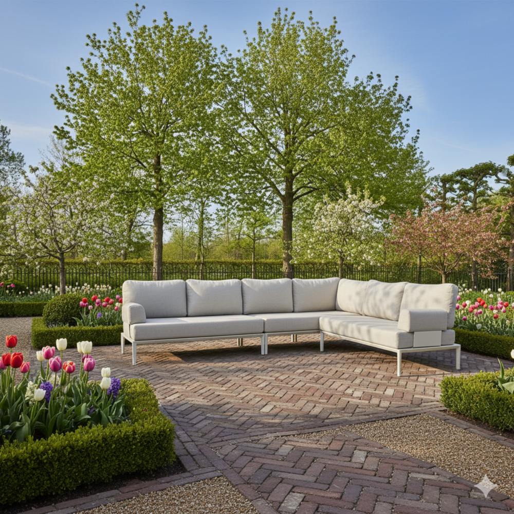 AVH-Collectie Hong Kong hoek loungeset 3 delig aluminium latte zand AVH-Collectie Hong Kong hoek loungeset 3 delig aluminium latte zand