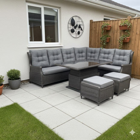 AVH-Collectie Ibiza premium dining verstelbare hoek loungeset 5 delig antraciet met verstelbare tafel AVH-Collectie Ibiza premium dining verstelbare hoek loungeset 5 delig antraciet met verstelbare tafel