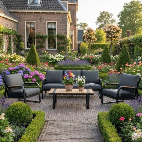 AVH-Collectie Minnesota stoel bank loungeset 4 delig aluminium antraciet rope AVH-Collectie Minnesota stoel bank loungeset 4 delig aluminium antraciet rope