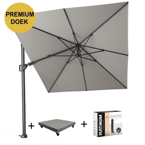Platinum Challenger T2 premium zweefparasol 350x260 cm manhattan met parasolvoet 90kg en hoes Platinum Challenger T2 premium zweefparasol 350x260 cm manhattan met parasolvoet 90kg en hoes