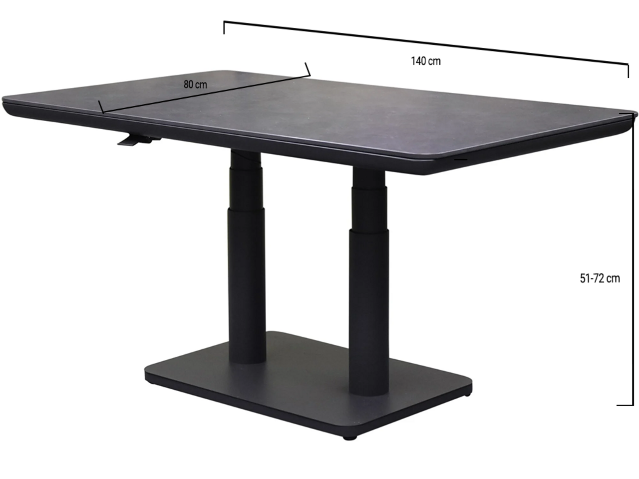 AVH-Collectie Nevada in hoogte verstelbare lounge diningtafel 140x80xH51-72cm antraciet AVH-Collectie Nevada in hoogte verstelbare lounge diningtafel 140x80xH51-72cm antraciet