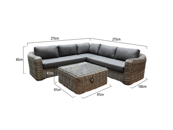 AVH-Collectie Las Palmas hoek loungeset 4-delig grijs wicker AVH-Collectie Las Palmas hoek loungeset 4-delig grijs wicker