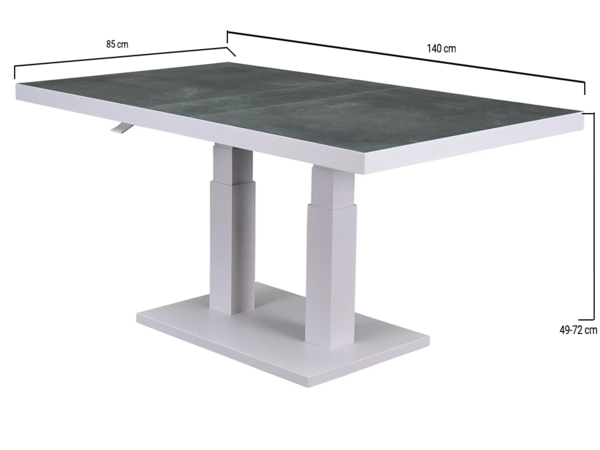 AVH-Collectie Pacific lounge-diningtafel 140x85xH49-72 cm in hoogte verstelbaar aluminium wit AVH-Collectie Pacific lounge-diningtafel 140x85xH49-72 cm in hoogte verstelbaar aluminium wit