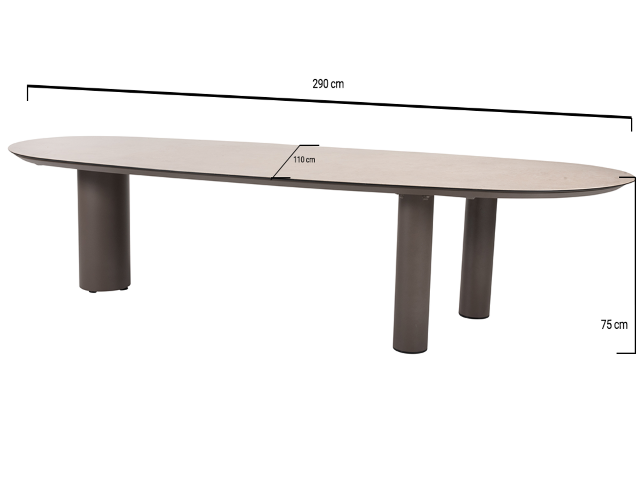 Taste 4SO Denia dining tuintafel 290x110xH75 cm met 3 poten printed ceramic terre Taste 4SO