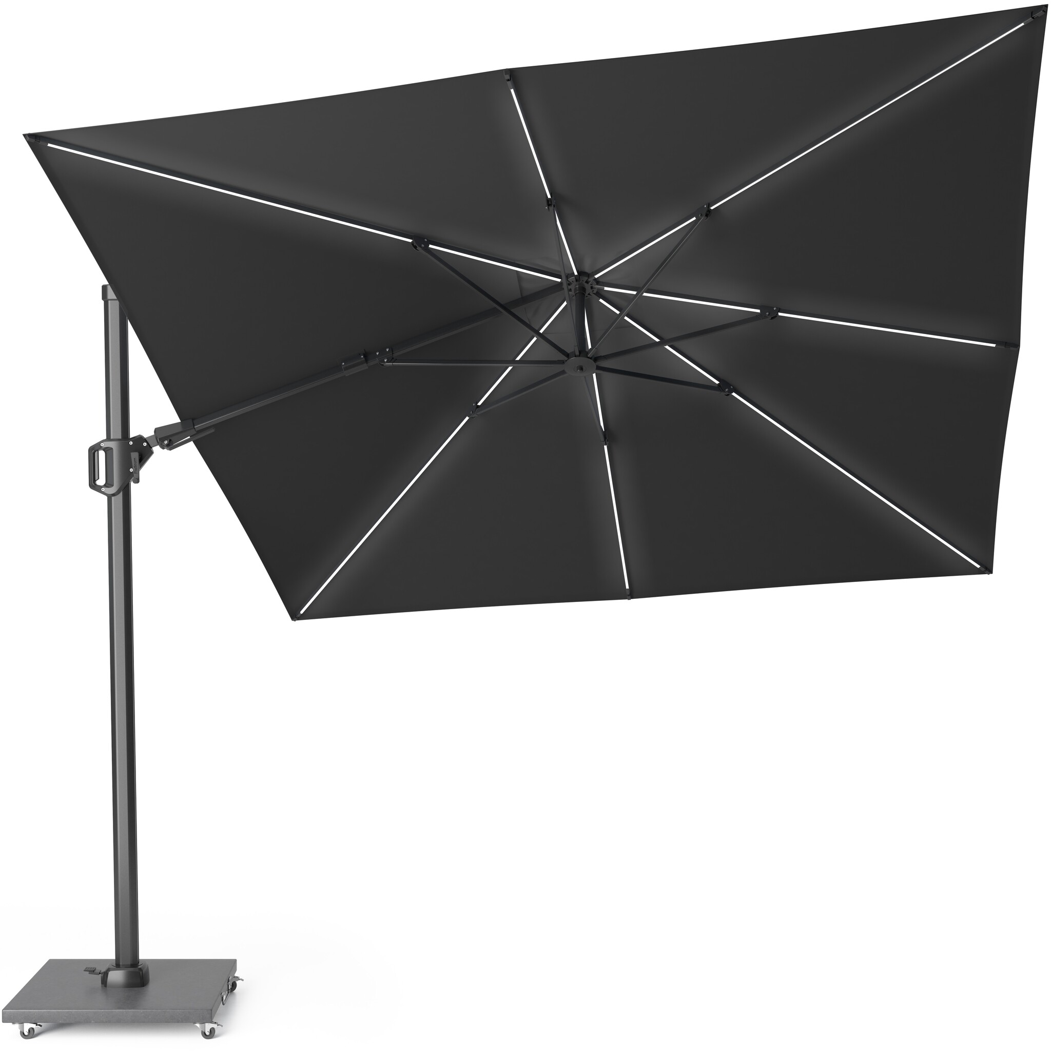 Platinum Challenger T2 glow premium parasol 300x300 cm antraciet faded black