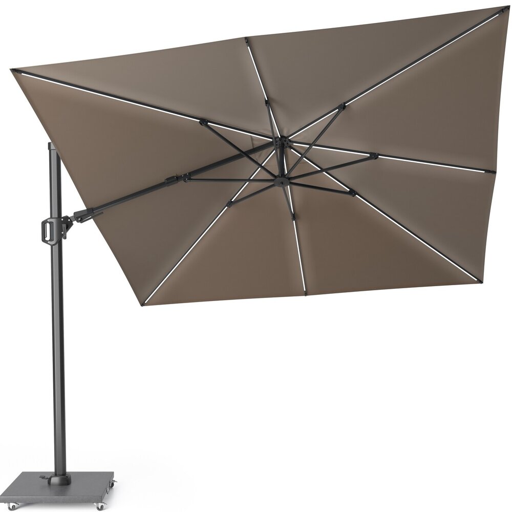 Platinum Challenger T2 glow premium parasol 300x300 cm antraciet havanna Platinum Challenger T2 glow premium parasol 300x300 cm antraciet havanna