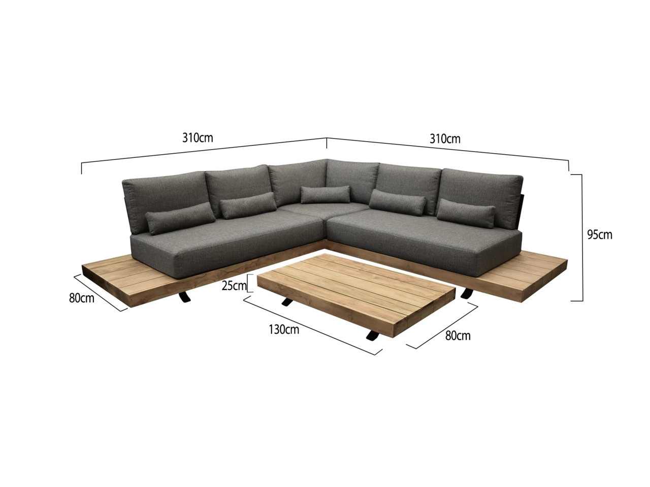 AVH-Collectie Robusto platform hoek loungeset 4 delig teak AVH-Collectie Robusto platform hoek loungeset 4 delig teak
