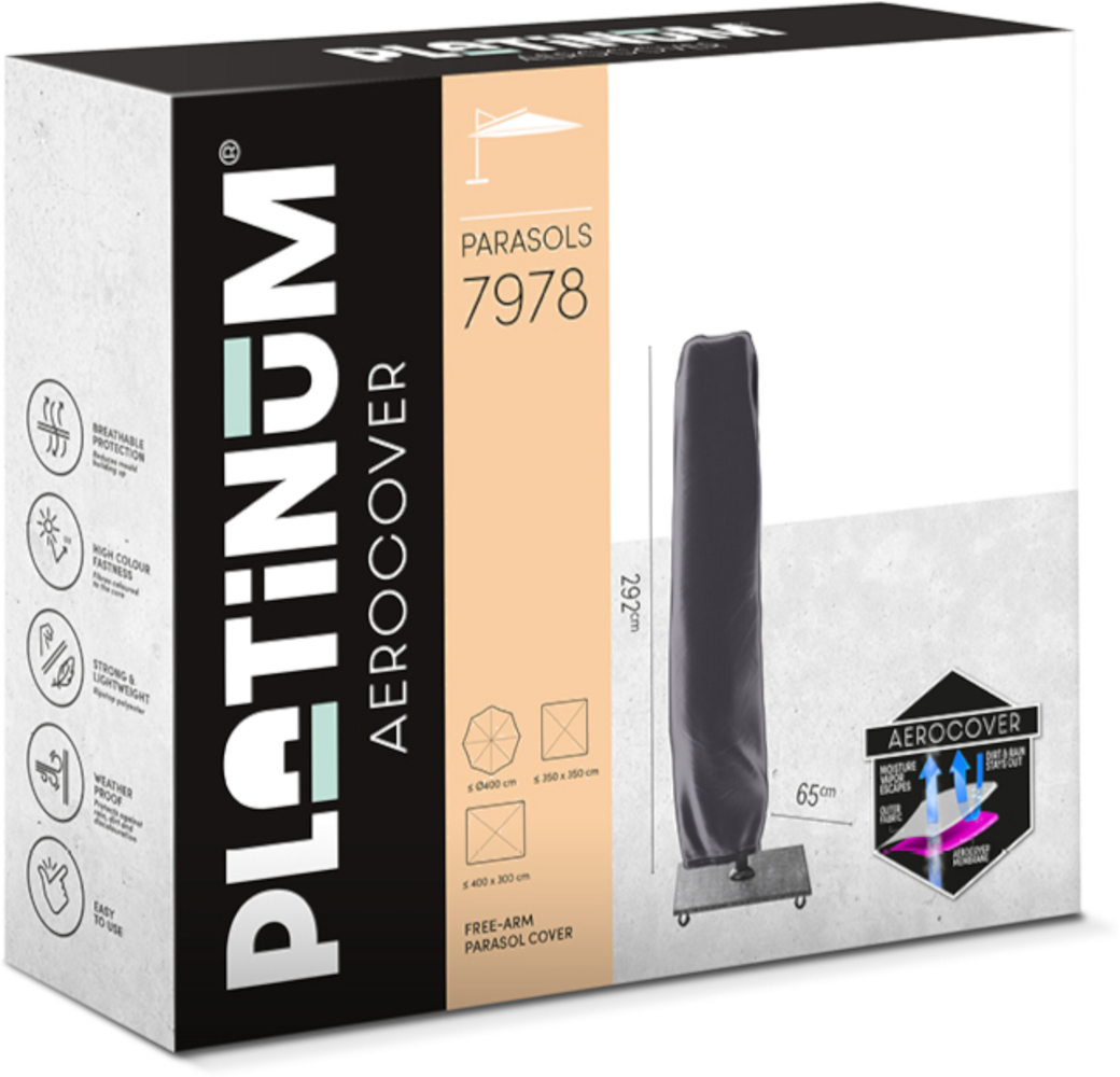 Platinum Challenger T1 premium zweefparasol 400x300 cm faded black met 120KG voet en hoes Platinum Challenger T1 premium zweefparasol 400x300 cm faded black met 120KG voet en hoes