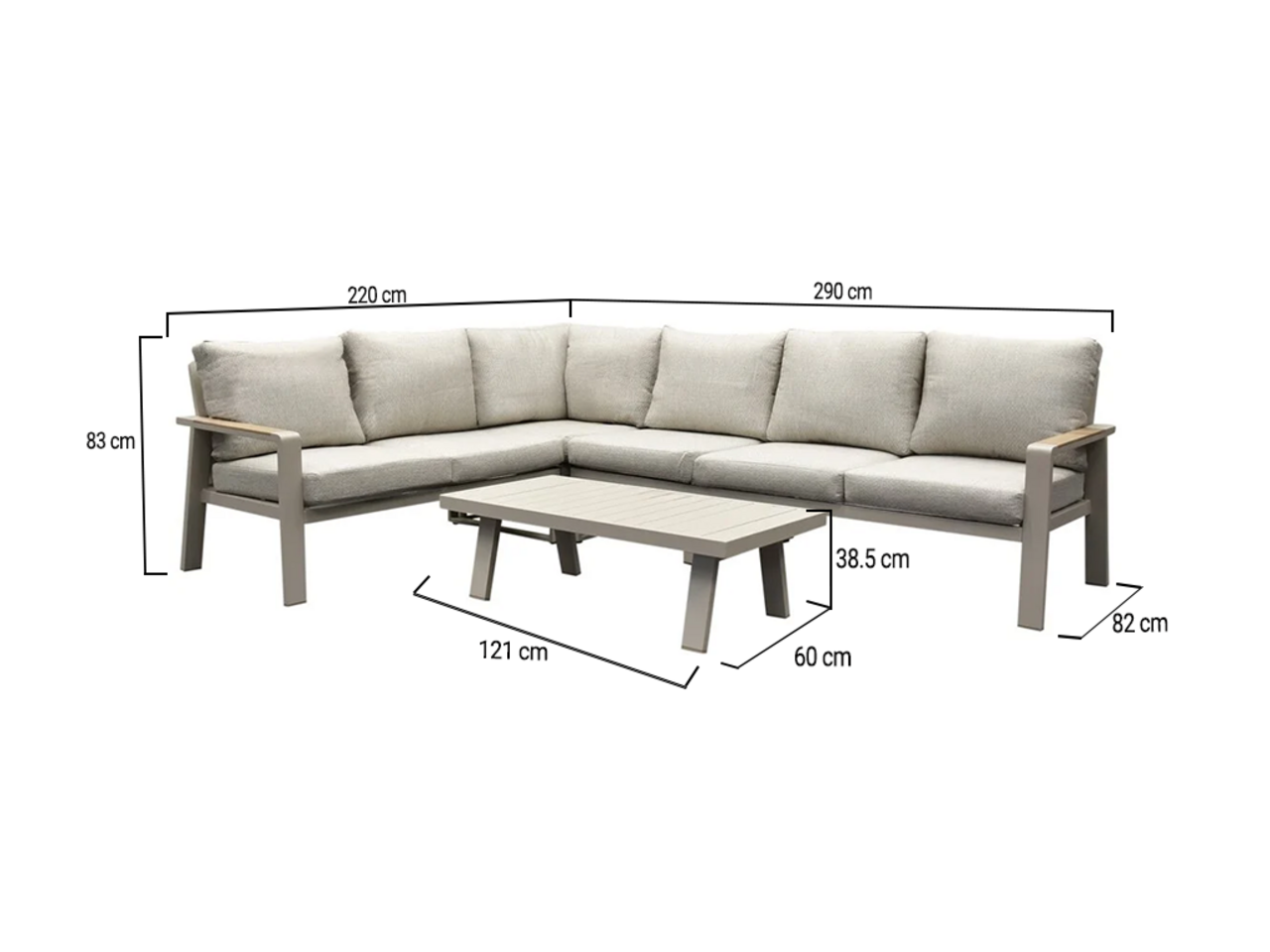 AVH-Collectie Lola hoek loungeset 5-delig aluminium latte zand AVH-Collectie Lola hoek loungeset 5-delig aluminium latte zand