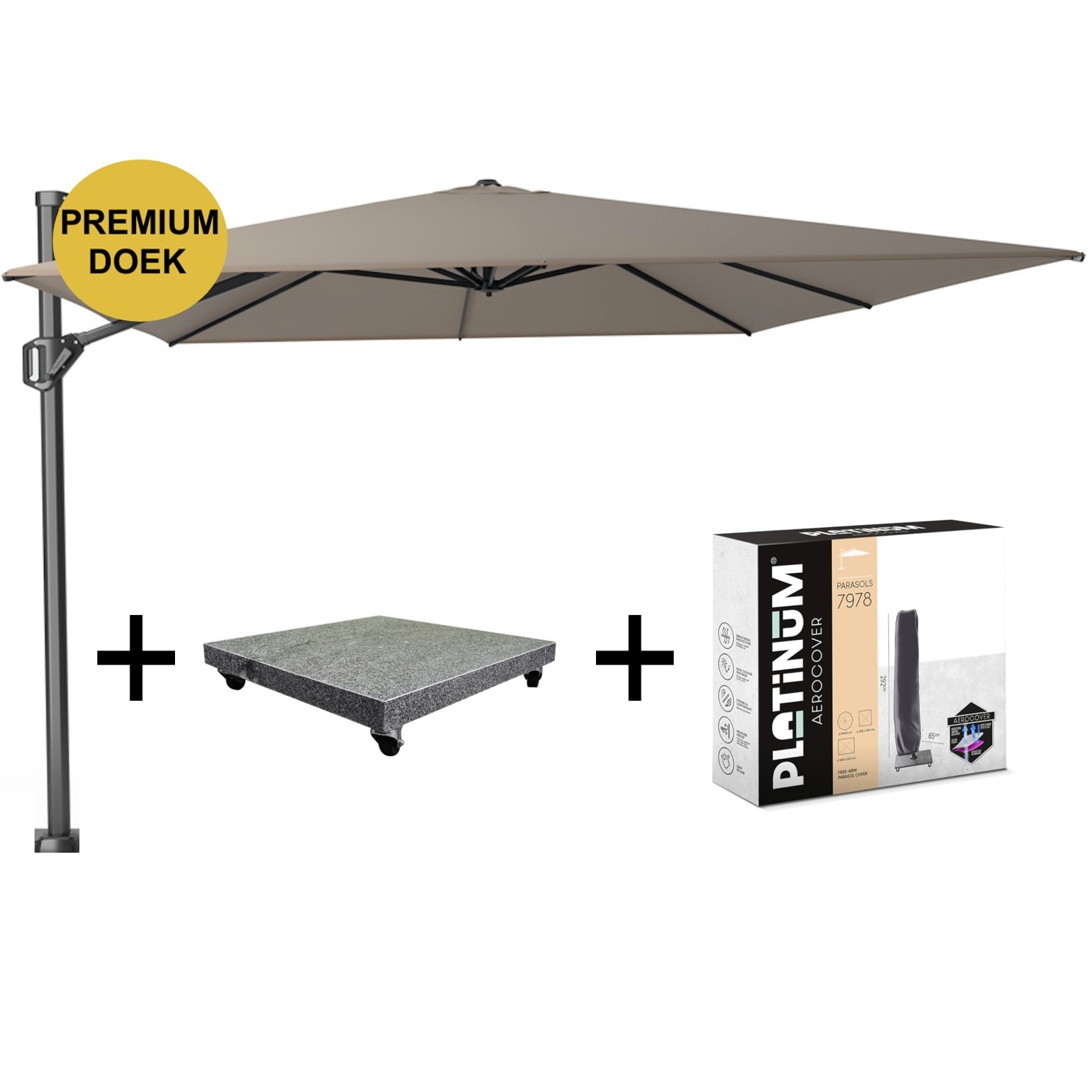 Challenger T1 premium zweefparasol 400x300 cm havanna met 120KG