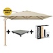 Platinum Challenger T1 premium parasol 400x300 cm teak champagne met 120 KG voet en hoes Platinum Challenger T1 premium parasol 400x300 cm teak champagne met 120 KG voet en hoes