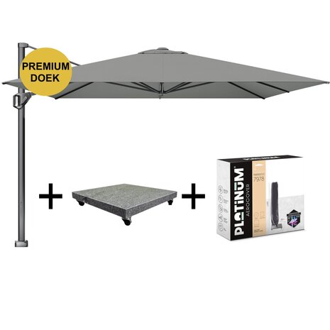 Platinum Challenger T1 telescope premium zweefparasol 350x350 cm manhattan met parasolvoet 120kg en hoes Platinum Challenger T1 telescope premium zweefparasol 350x350 cm manhattan met parasolvoet 120kg en hoes