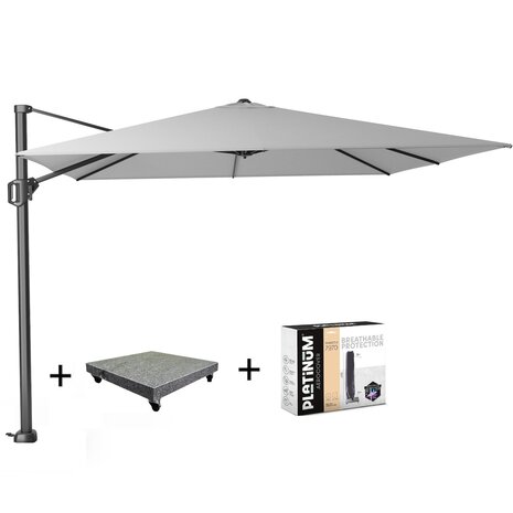 Platinum Challenger T1 zweefparasol 300x300 cm lichtgrijs met 90KG voet en hoes Platinum Challenger T1 zweefparasol 300x300 cm lichtgrijs met 90KG voet en hoes