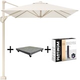 Platinum Voyager T1 zweefparasol 250x250 cm sandstone Ivory met 75kg voet en hoes Platinum Voyager T1 zweefparasol 250x250 cm sandstone Ivory met 75kg voet en hoes