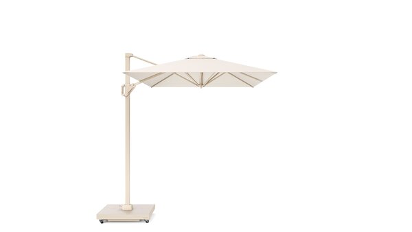 Platinum Voyager T1 zweefparasol 250x250 cm sandstone Ivory met 75kg voet en hoes