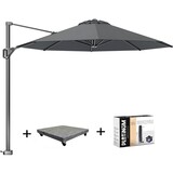 Platinum Voyager T1 zweefparasol 300 cm rond antraciet met 75KG voet en hoes Platinum Voyager T1 zweefparasol 300 cm rond antraciet met 75KG voet en hoes