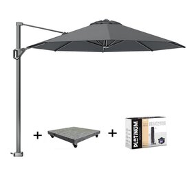 Platinum Voyager T1 zweefparasol 300 cm rond antraciet met 75KG voet en hoes Platinum Voyager T1 zweefparasol 300 cm rond antraciet met 75KG voet en hoes
