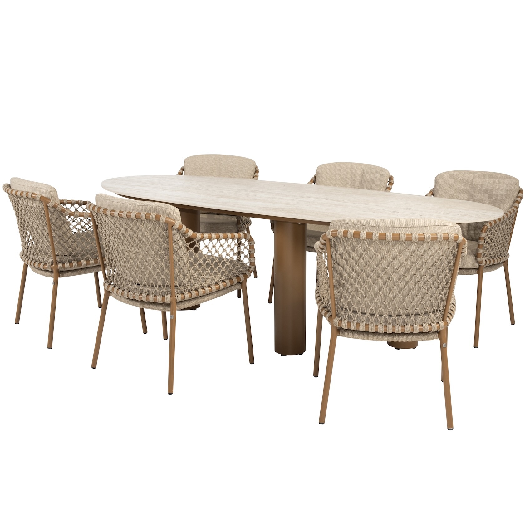 4 Seasons Outdoor Estate Martinique dining tuinset 240x105xH75 cm 7 delig keramiek amber 