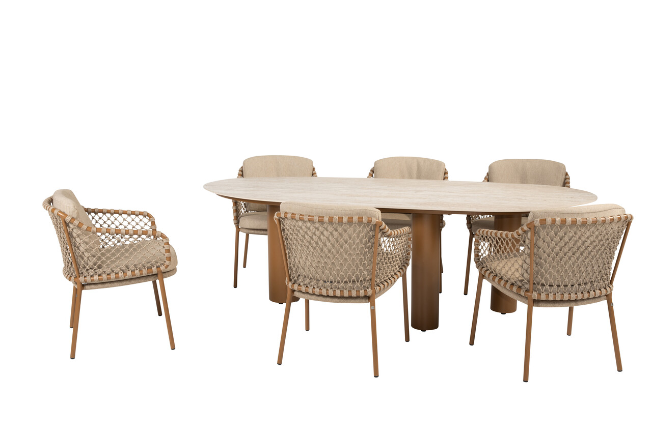 4 Seasons Outdoor Estate Martinique dining tuinset 240x105xH75 cm 7 delig keramiek amber 4 Seasons Outdoor