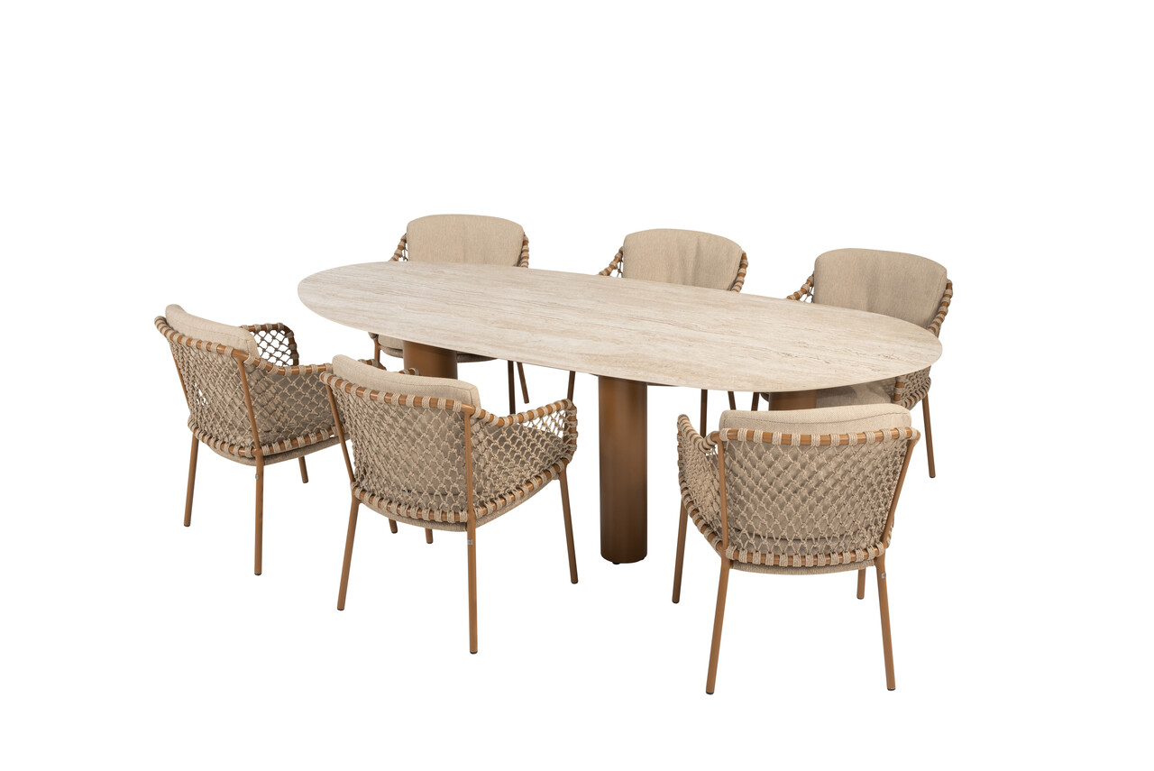 4 Seasons Outdoor Estate Martinique dining tuinset 240x105xH75 cm 7 delig keramiek amber 4 Seasons Outdoor