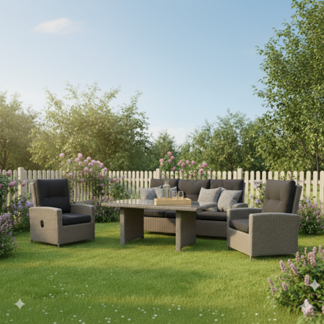 AVH-Collectie San Marino stoel bank dining loungeset 4 delig grijs verstelbaar AVH-Collectie San Marino stoel bank dining loungeset 4 delig grijs verstelbaar