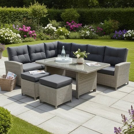 AVH-Collectie San Marino hoek dining loungeset verstelbaar 5-delig grijs AVH-Collectie San Marino hoek dining loungeset verstelbaar 5-delig grijs