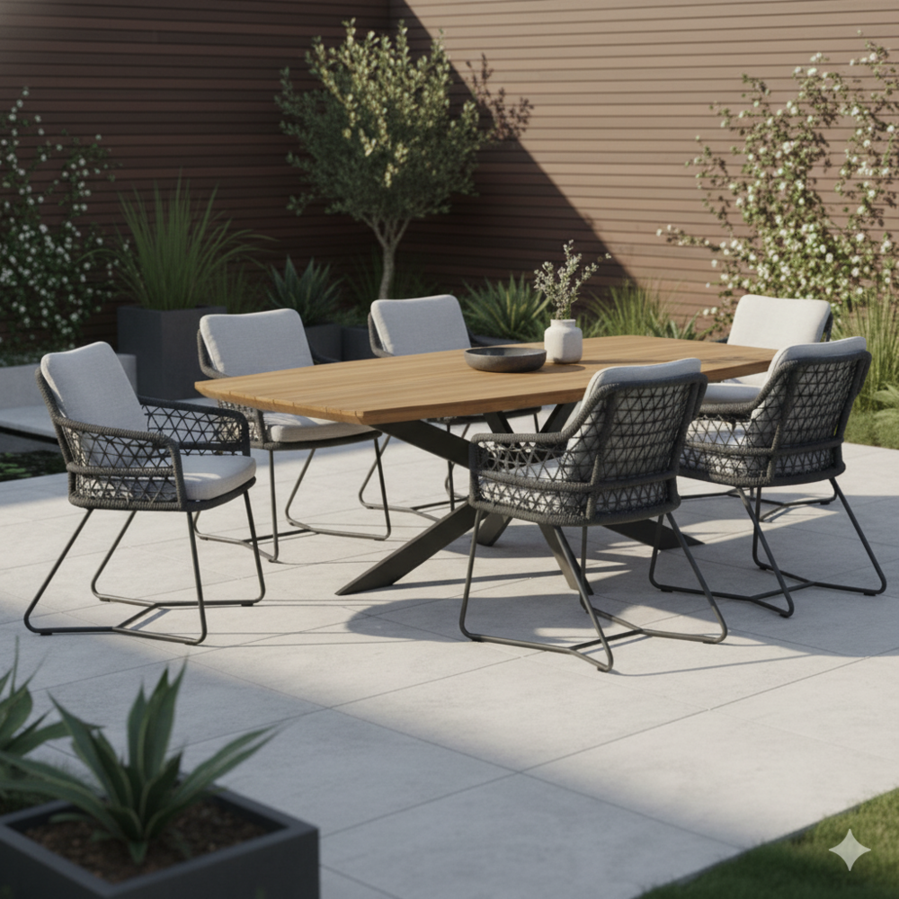 AVH-Collectie Taranto Lido dining tuinset 240x110xH75 cm 7 delig antraciet AVH-Collectie Taranto Lido dining tuinset 240x110xH75 cm 7 delig antraciet