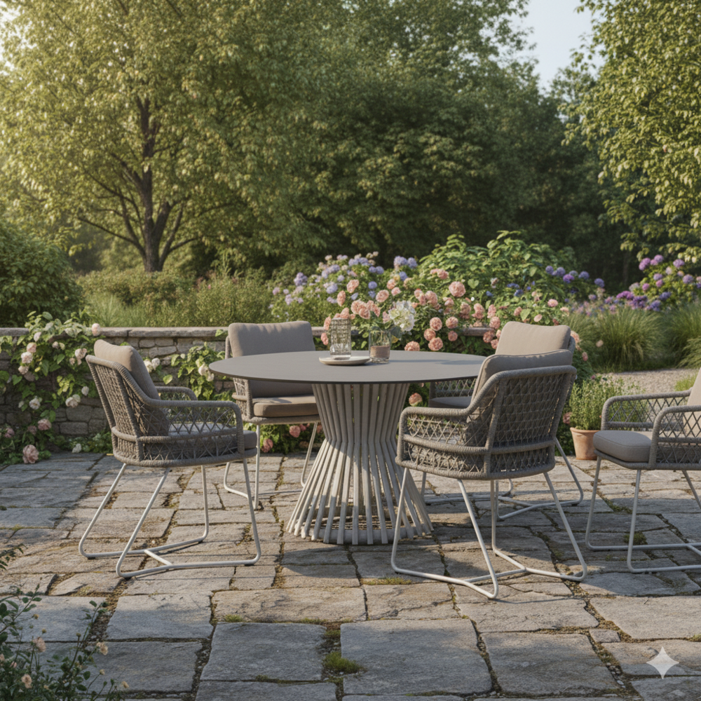 AVH-Collectie Taranto Pasadena dining tuinset 140xH75 cm 6 delig sand AVH-Collectie Taranto Pasadena dining tuinset 140xH75 cm 6 delig sand