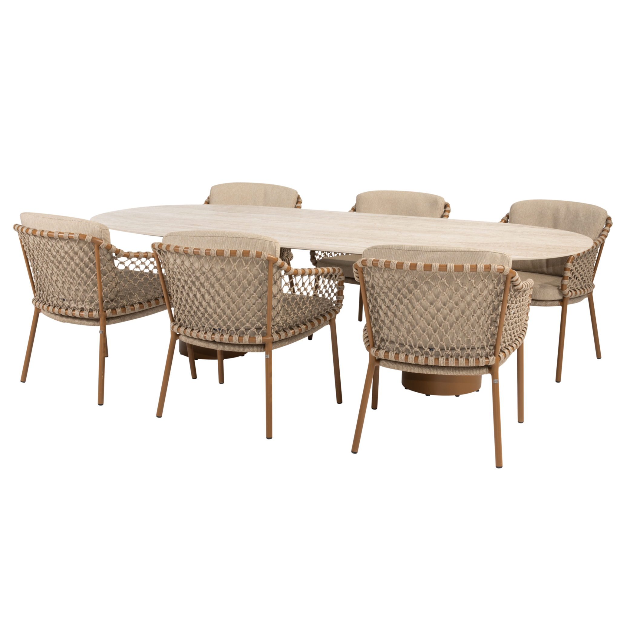 4 Seasons Outdoor Colorado Martinique dining tuinset 240x105xH75 cm 7 delig keramiek amber 
