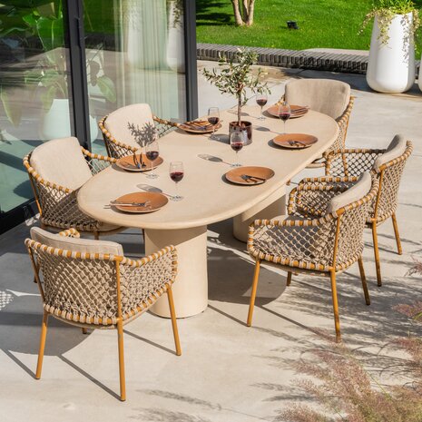 4 Seasons Outdoor Hampton Martinique dining tuinset 240x105xH75 cm 7 delig mortex amber 4 Seasons Outdoor