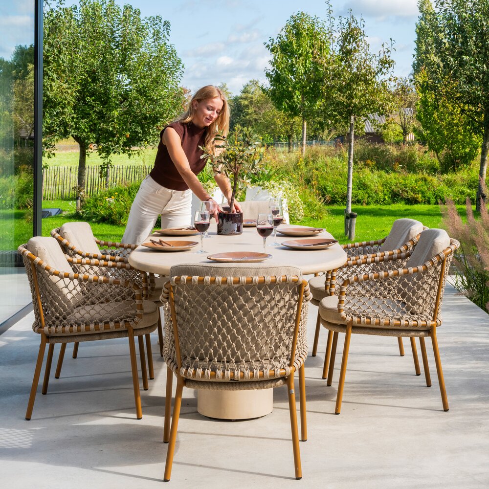 4 Seasons Outdoor Hampton Martinique dining tuinset 300x110xH75 cm 9 delig mortex amber 4 Seasons Outdoor