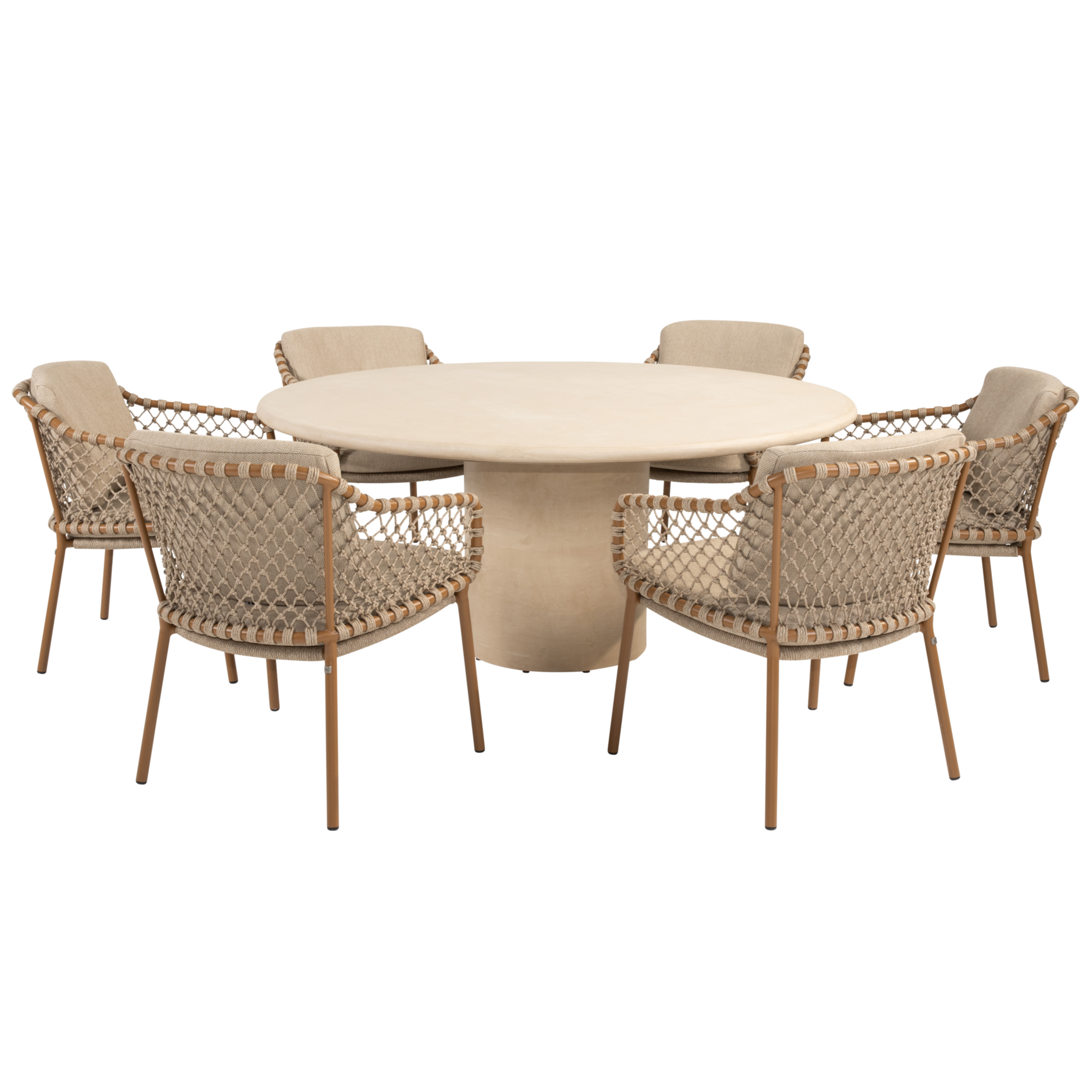 4 Seasons Outdoor Hampton Martinique dining tuinset 160xH75 cm rond 7 delig mortex amber 
