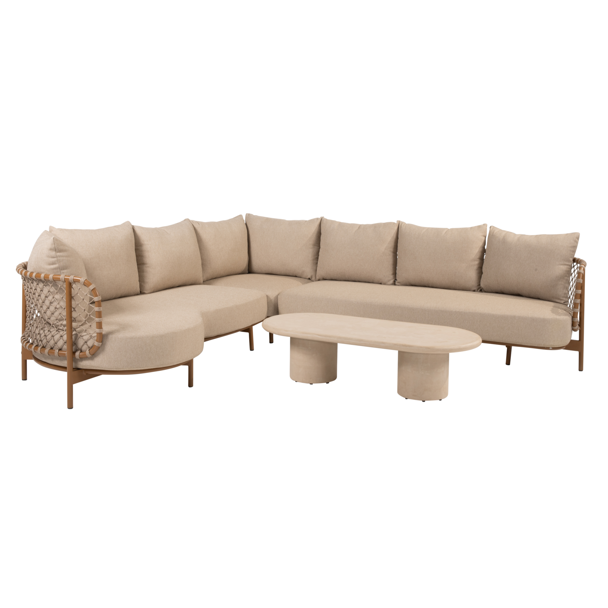 4 Seasons Outdoor Hampton Martinique modulaire hoek loungeset 3 delig Mortex amber 