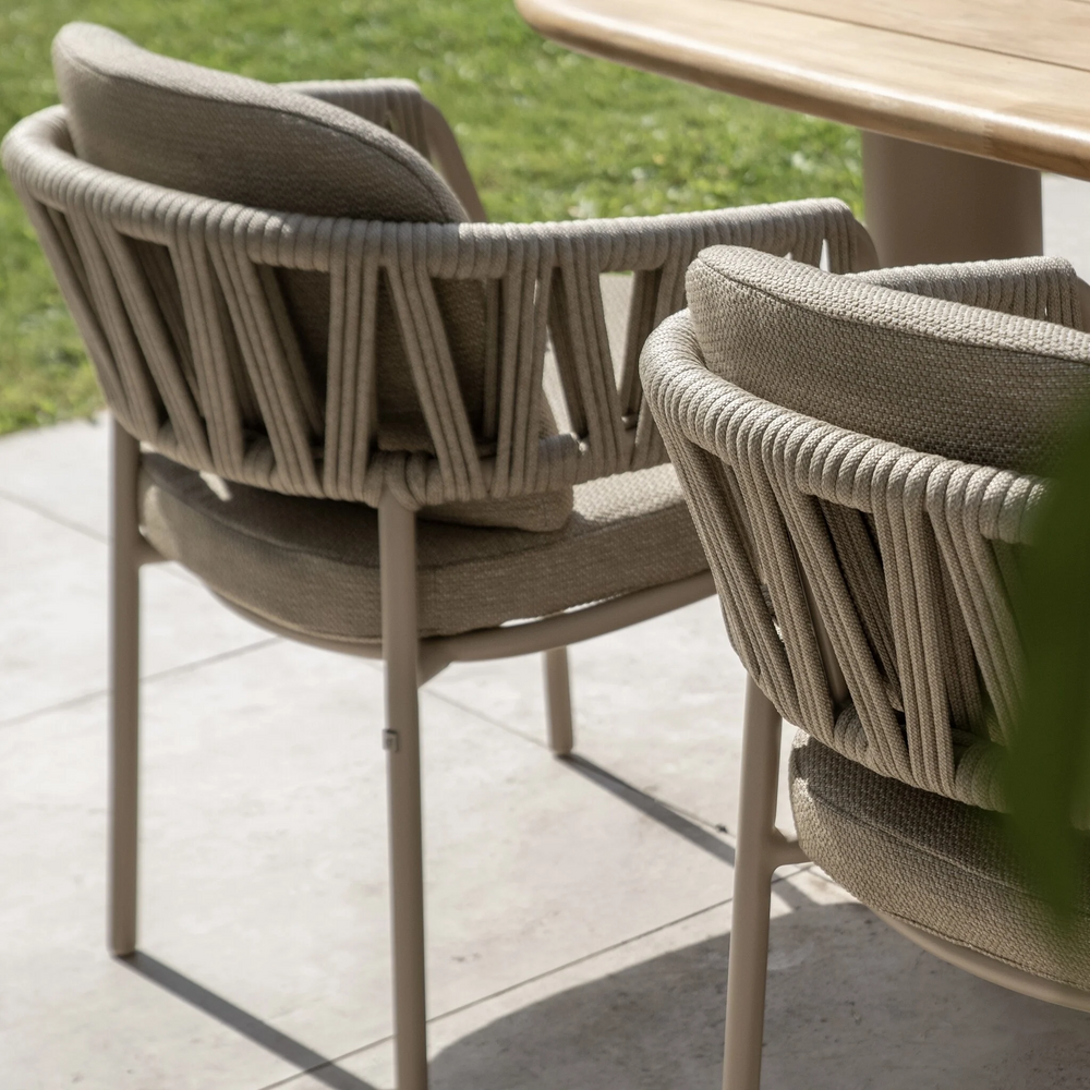 Taste 4SO Calma Prado dining tuinset 130xH75 cm rond 5 delig keramiek latte Taste 4SO