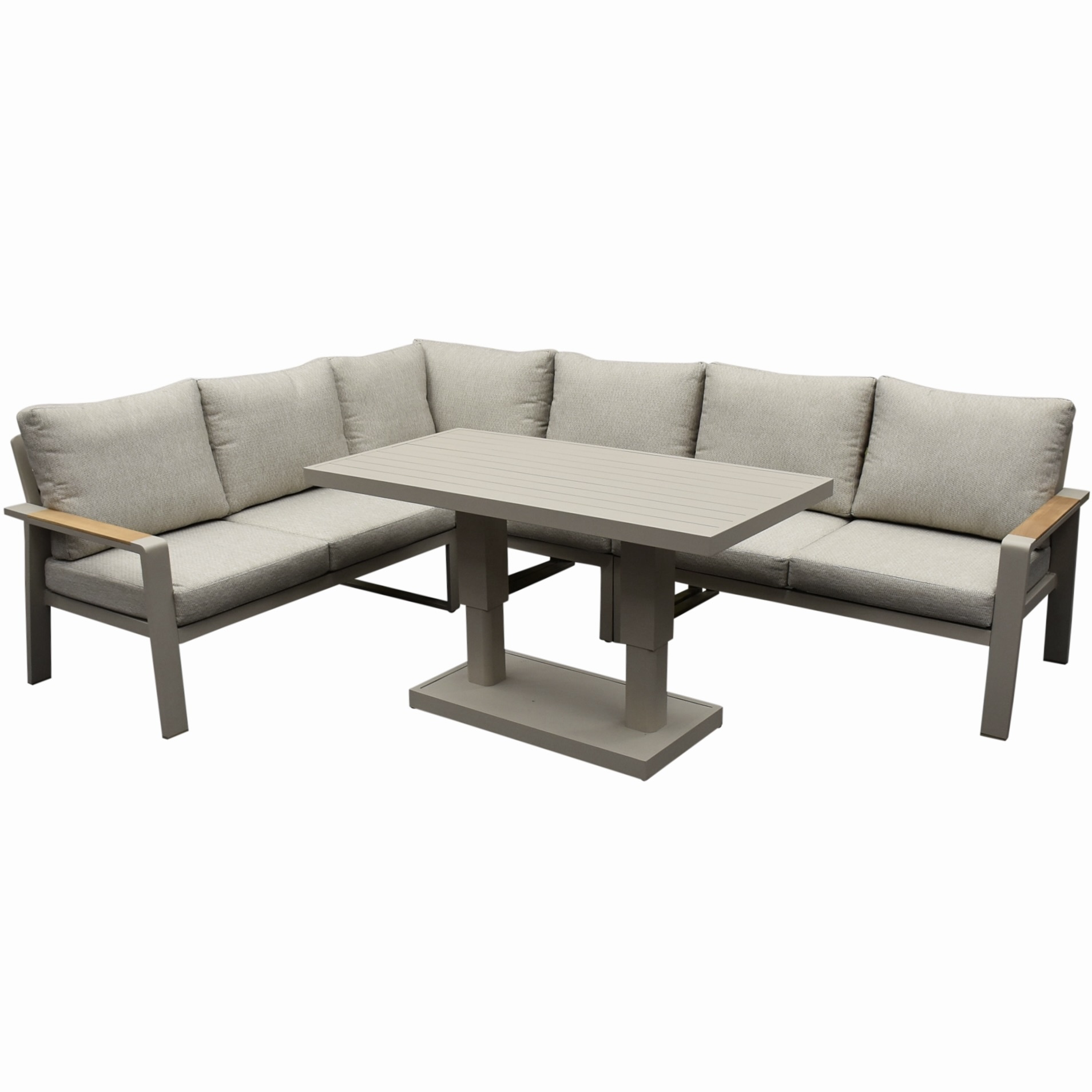 AVH-Collectie Lola dining hoek loungeset 5 delig verstelbare tafel latte zand