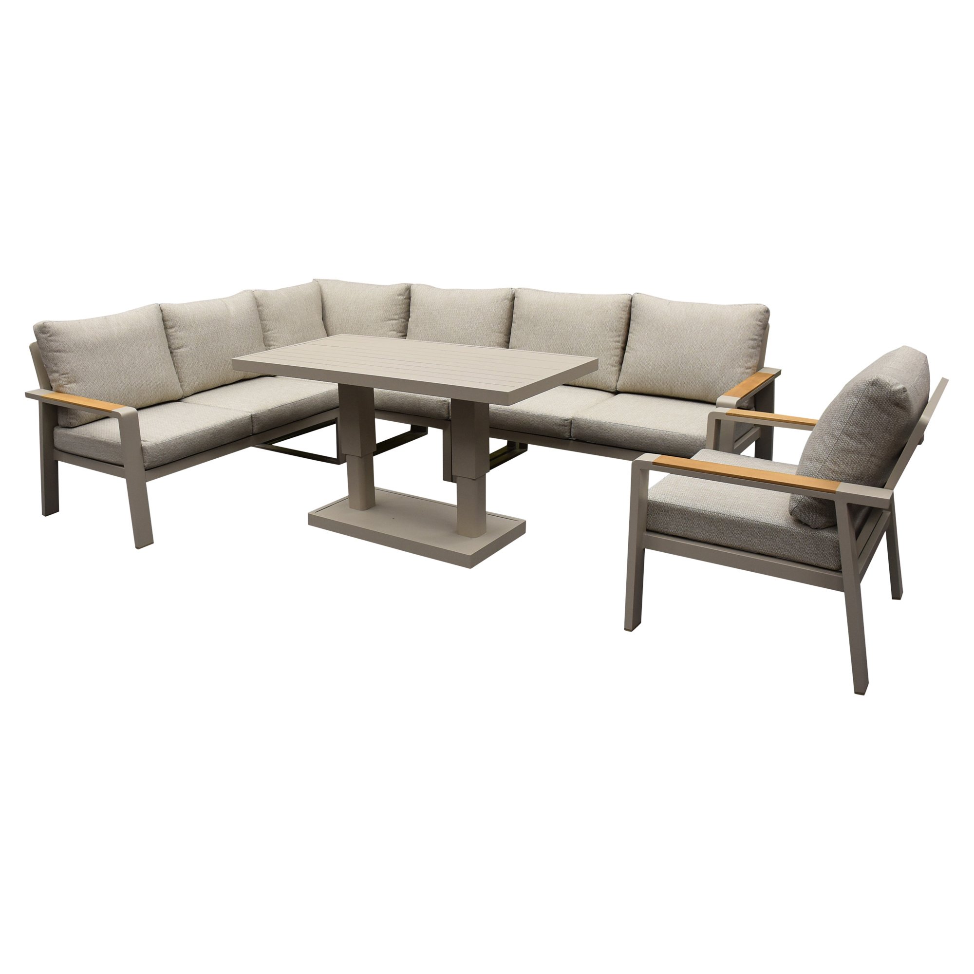 AVH-Collectie Lola dining hoek loungeset 6 delig verstelbare tafel latte zand