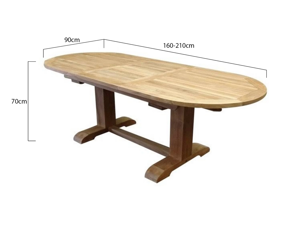 AVH-Collectie Ovaal uitschuifbare lounge-diningtafel 160-210x90xH70 cm teak bladdikte 4 cm AVH-Collectie Ovaal uitschuifbare lounge-diningtafel 160-210x90xH70 cm teak bladdikte 4 cm